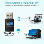Clé USB Wi-Fi 6 et Bluetooth 4.2 adaptateur 2 en 1 pour PC de bureau ou PC portable compatible windows 10/11