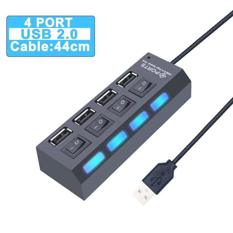 USB Hub 3.0 Hub USB 3 USB 2.0 Multi USB Splitter Power Adapter 4/7 Port Multiple Expander 2.0 with Switch for PC Accessories FPS Factory