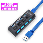 USB Hub 3.0 Hub USB 3 USB 2.0 Multi USB Splitter Power Adapter 4/7 Port Multiple Expander 2.0 with Switch for PC Accessories FPS Factory