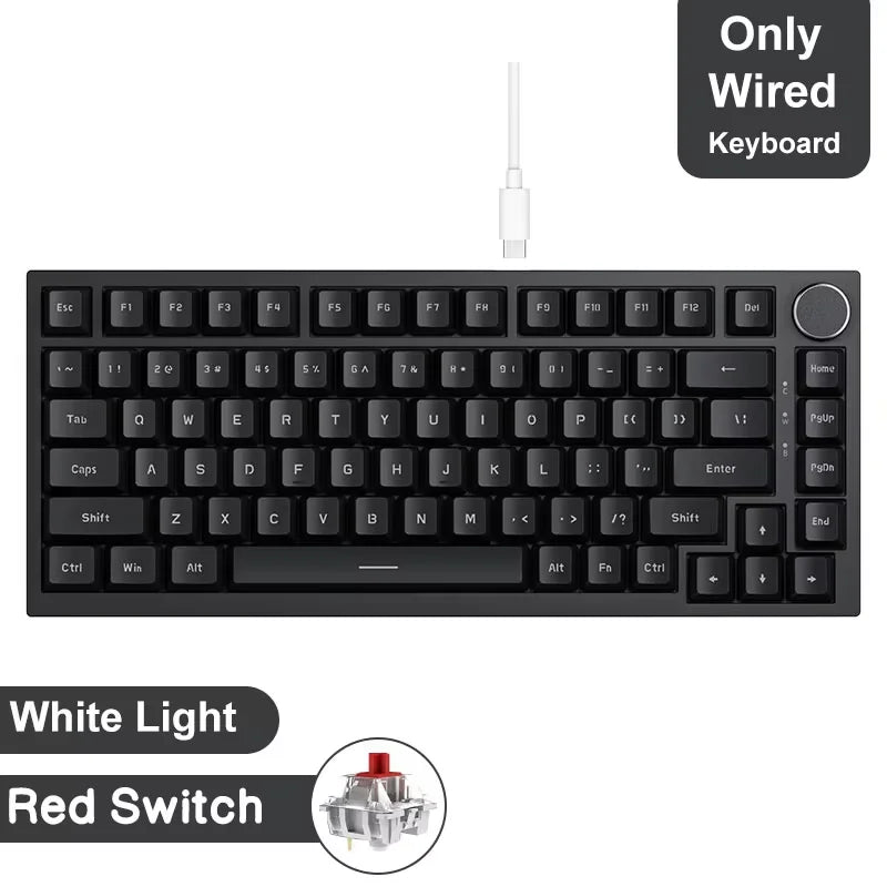Ajazz AK820/AK820Pro Gaming Mechanical Keyboard Bluetooth 5.1/Wireless/C-Wired Customized Keyboard with Knob Hot Swapping Gasket FPS Factory