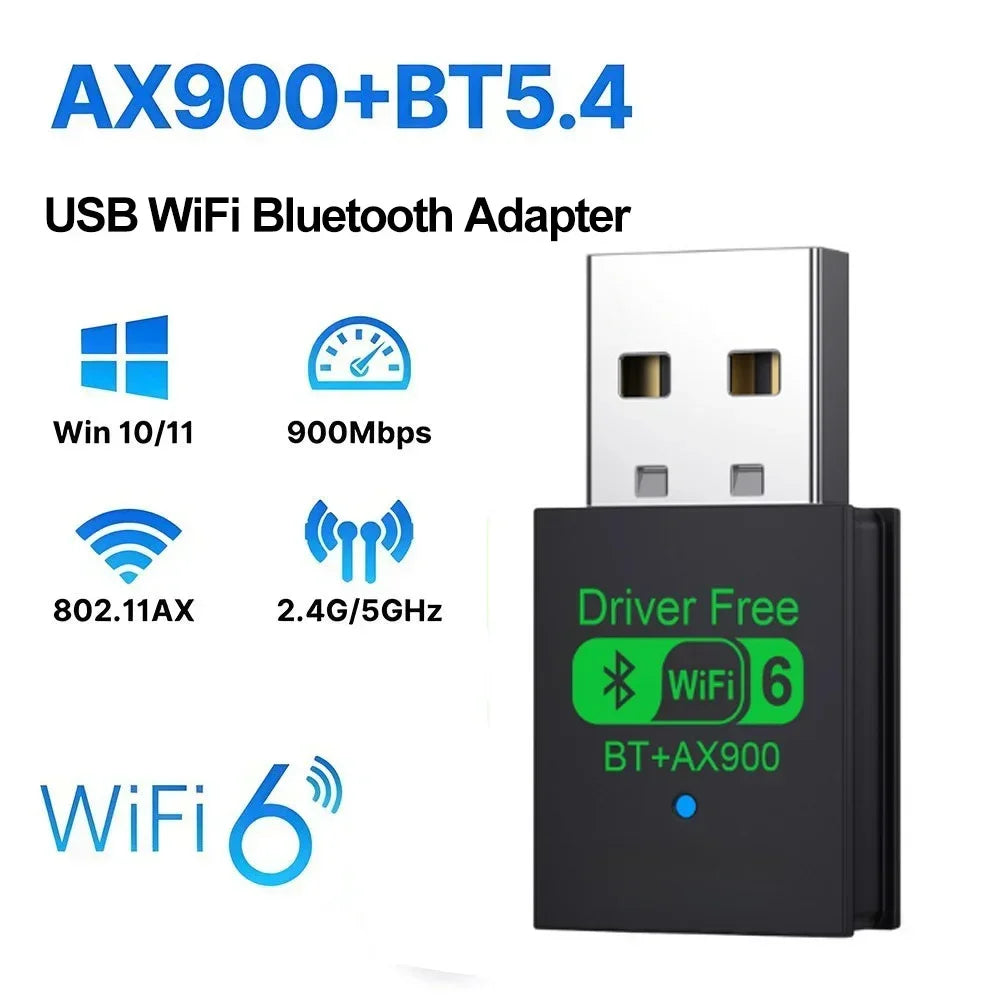 WiFi 6 AX900 Bluetooth 5.4 WiFi USB adaptateur carte réseau sans fil 2.4G et 5GHz Wi-Fi antenne récepteur de Signal pour PC/ordinateur portable Win10/11 FPS Factory