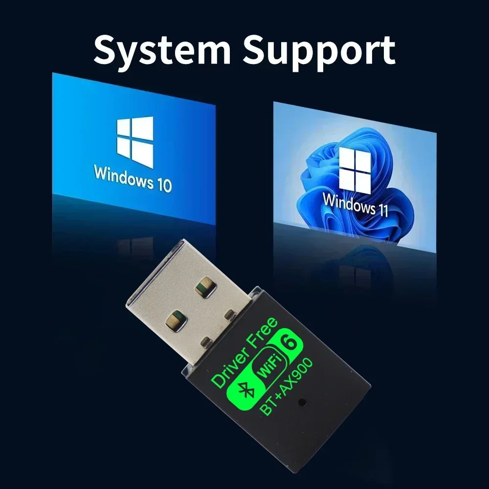 WiFi 6 AX900 Bluetooth 5.4 WiFi USB adaptateur carte réseau sans fil 2.4G et 5GHz Wi-Fi antenne récepteur de Signal pour PC/ordinateur portable Win10/11 FPS Factory
