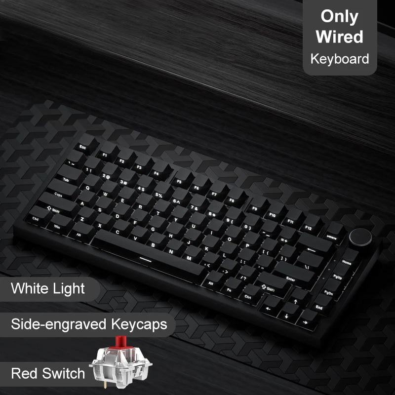 Ajazz AK820/AK820Pro Gaming Mechanical Keyboard Bluetooth 5.1/Wireless/C-Wired Customized Keyboard with Knob Hot Swapping Gasket FPS Factory