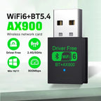 WiFi 6 AX900 Bluetooth 5.4 WiFi USB adaptateur carte réseau sans fil 2.4G et 5GHz Wi-Fi antenne récepteur de Signal pour PC/ordinateur portable Win10/11 FPS Factory
